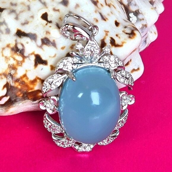 925 Sterling Silver Pendant with Natural Chalcedony 10x20mm - Picture 7 of 10